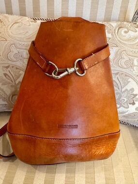Dooney & Bourke Tan Leather Sling Backpack with Bridle Hardware-Vintage